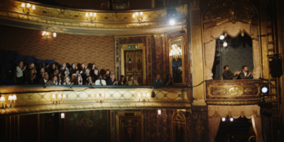 Birdseye view of stage and theatre seats